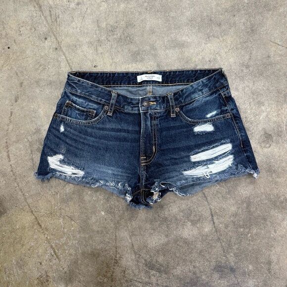 Vintage y2k Abercrombie & fitch distressed dark wash micro shorts - Picture 1 of 6